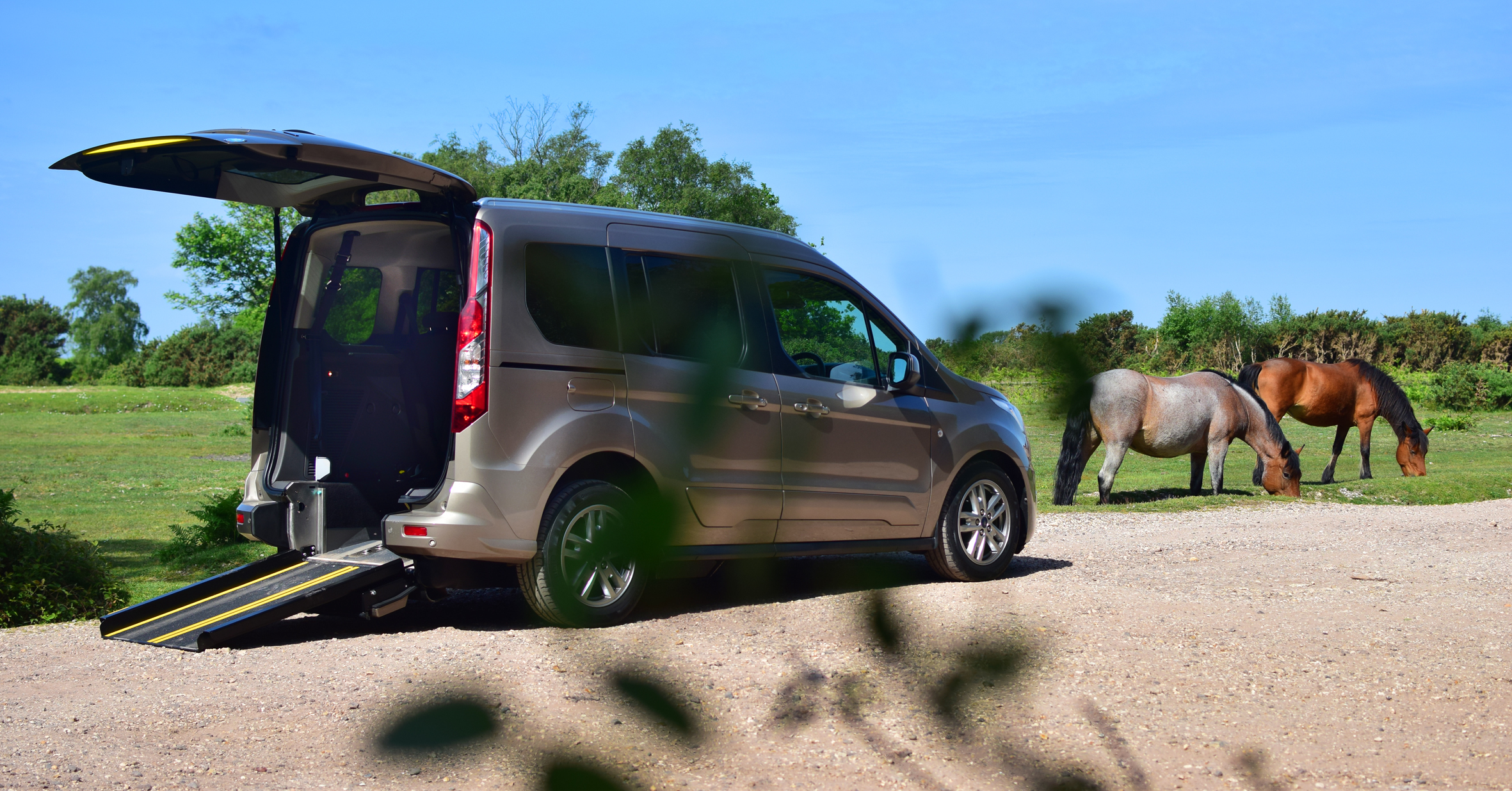 A Wheelchair-accessible vehicle, or WAV, with rear ramp for wheelchair or scooter